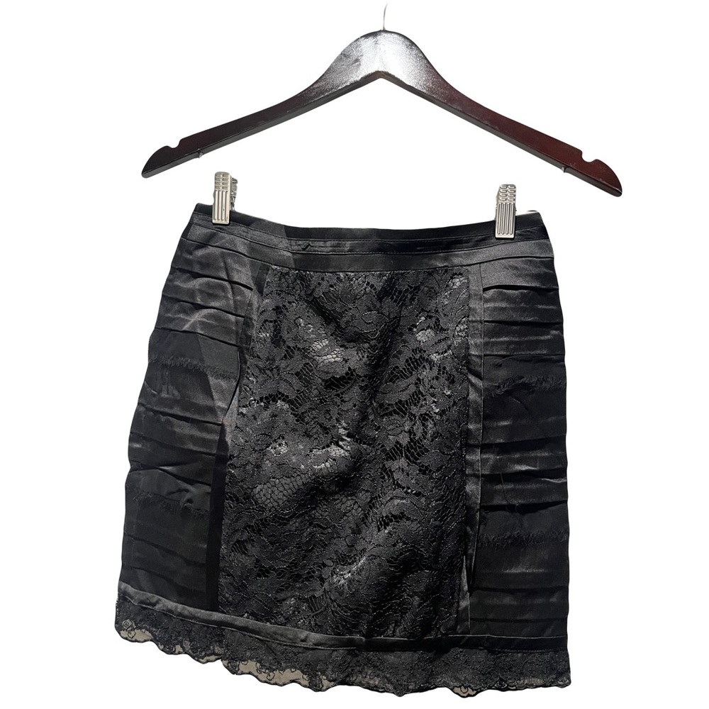 Nanette Leopore Lace and Satin Panneled Mini Skirt